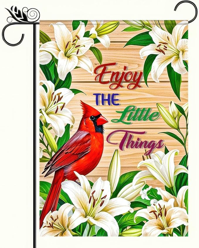 BlissYard Spring Garden Flag 12x18 Inch Double Sided Cardinal Bird Lily Small Flags For Outside Outdoor Decor Yard Farmhouse Holiday Spring Summer Seasonal Decorations Yard Flags