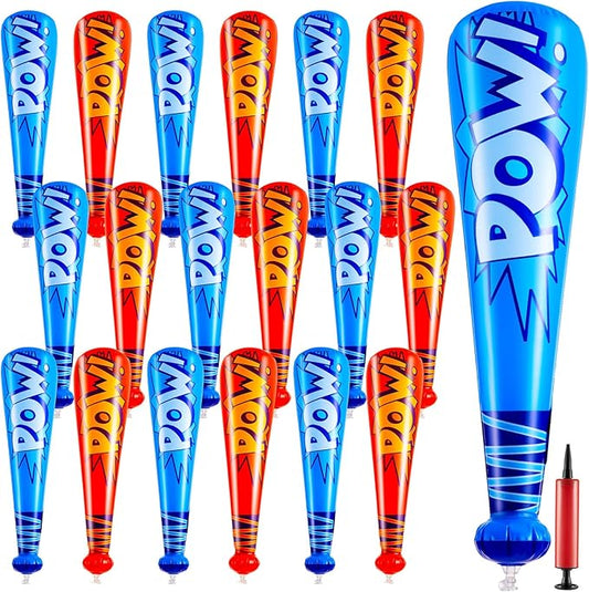 WILLBOND 17 Inch Inflatable Baseball Bat Bulk Baseball Party Favors Decorations, Inflatable Toys Blow up Bat with 1 Pump for Sports Theme Supplies(18 Pcs,Dark Blue,Red)