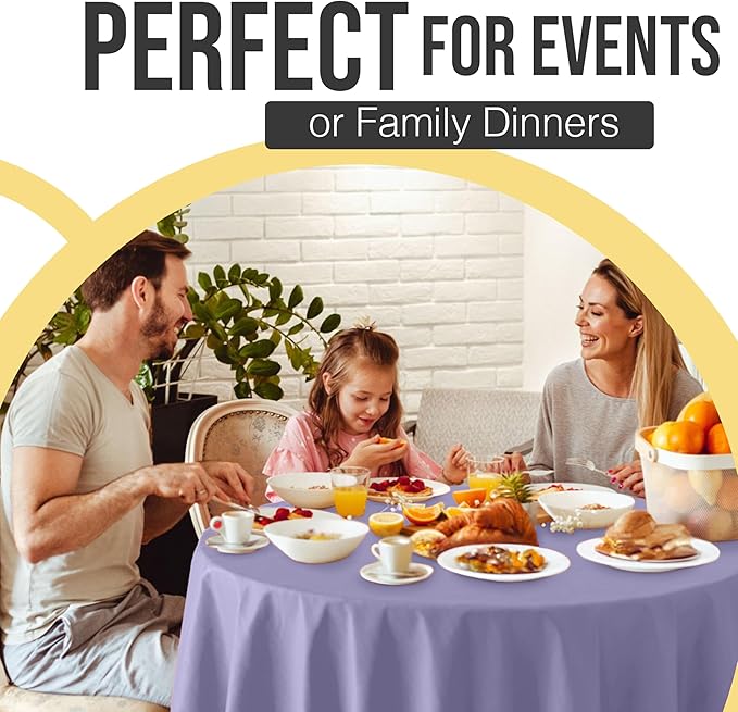Exquisite 66% Thicker Premium Lavender Round Tablecloth 0.5 Mil 6 Pack Plastic Table Cloth Disposable 84 Inch Round Plastic Tablecloth Won't Tear Easily Like Cheap Thin Brands
