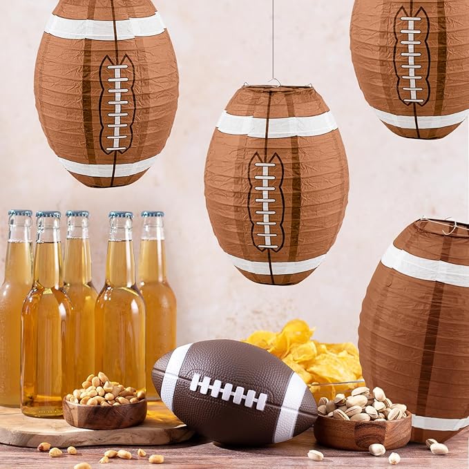 10 PCS 12 Inch Football Paper Lantern Ceiling Football Party Lantern Sport Paper Hanging Lanterns for Sport Themed Birthday Baby Shower Classroom Game Party Centerpieces Superbowl Season 2026