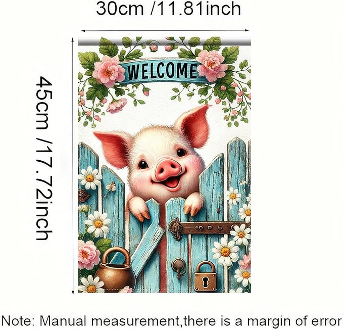 BlissYard Welcome Spring Summer Garden Flag 12 x 18 inch Double Sided Cute Pig Small Yard Flag Seasonal Outdoor Decoration Yard Hello Spring Summer Farmhouse Holiday Garden Flags
