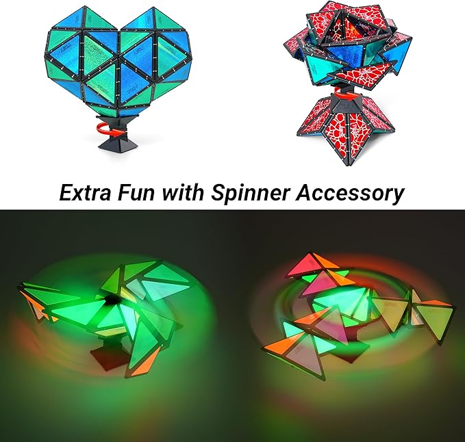 TOSY Magnet Pyramid - 1 Cube Transforms into 1 Billion Shapes, 12 Pieces, 243 Rare Earth Magnets, Glowing, Christmas Stocking Stuffers Gift for Kids, Creative Puzzle STEM Toy, Mixed Set