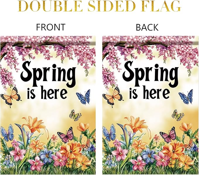 Starlit Patio Welcome Spring Garden Flag Flower Spring Is Here Garden Flag Double Sided 12x18 Inch Floral Small Summer Yard Outdoor Flag Outside Home Decor Home Patio Seasonal Decoration