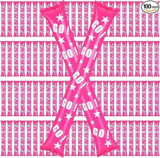 Hungdao 100 Pcs Thunder Sticks Spirit Boom Sticks Cheerleading Football Noise Makers Inflatable Noisemakers for Party Dance Basketball Sporting Event