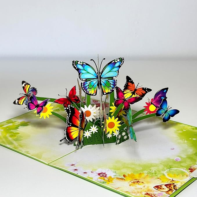 3D Pop Up Greeting Card Flowers Theme (Butterfly Garden)