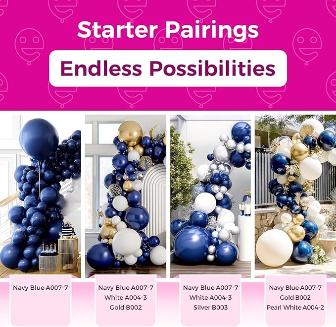 Bezente Navy Blue Latex Party Balloons, 100 Pack 12 inch Round Helium Navy Balloons for Wedding Graduation Birthday Party Backdrop Decorations