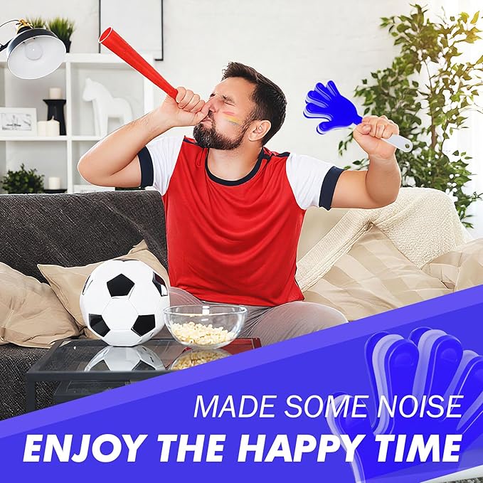 120 Pcs Hand Clappers Noisemakers 7.5 Inch Clappers Noisemakers Plastic Hand Clappers for Birthdays Game Football Sporting Events Cheers Supplies Dance Basketball Football Noisemakers(Bule and White)
