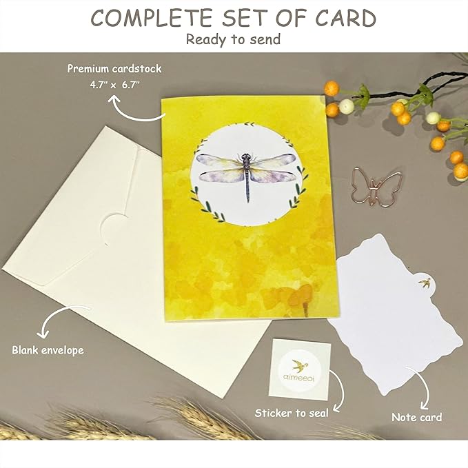 Birthday Card for Mom, 3D Dragonfly Pop-Up Card with Daisies and Butterflies, 3D Birthday Cards for Women, Sympathy and All Occasions, Unique Dragonfly Gift for Mom, Wife, Sister, Grandma, Daughter, Girlfriend, Includes Envelope & Note Tag
