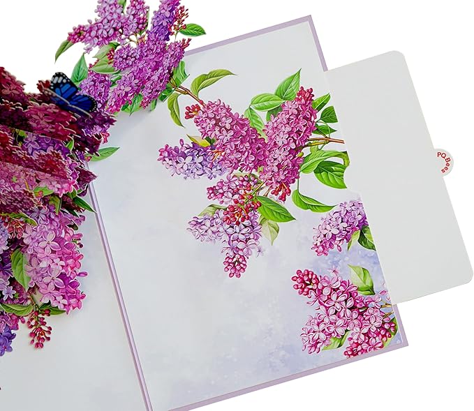 Lilac Happy 90th Birthday Cards, 3D Birthday Cards for Women, 6x8in Ideal Pop Up Gifts for Mom, Wife, Him, Her, Daughter, Sister, Grandma (PQ Lilac 90th)