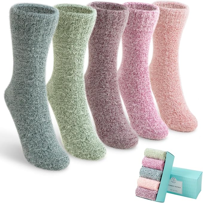 SISOSOCK Fuzzy Cozy Warm Socks for Women-Winter Home Thick Wool Soft Sleeping Socks-Perfect Gifts for Women
