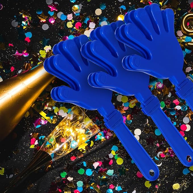 20 Pcs Hand Clappers Noisemakers 7.5 Inch Clappers Noisemakers Plastic Hand Clappers for Birthdays Game Football Sporting Events Cheers Supplies Dance Basketball Football Noisemakers(Blue and White)