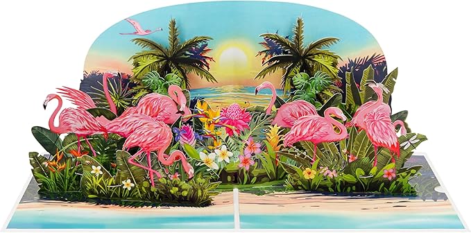 Flamingo Birthday Cards for Women, 6x8in Pop Up Mothers Day Card, 3D Anniversary Card, Valentines Day Card, Pop Up Gifts for Her, Him, Wife, Husband, Sister (Flamingo)