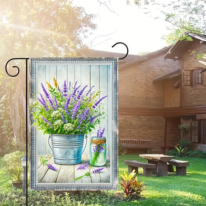 BlissYard Hello Spring Garden Flag Double Sided 12x18 Welcome Spring Floral Yard Flag Mason Jar Vase Flower Garden Yard Seasonal Outside Outdoor House Decoration Farmhouse Holiday Yard Flag