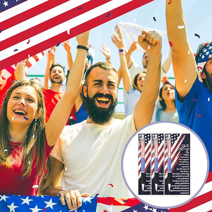 50 Sets American Flag Ballpoint Pens Bulk USA Patriotic Themed Black Ink Retractable Pen Stars Stripes Bookmarks Stationery Easter Party Gifts for Home Office Army Veterans Souvenirs