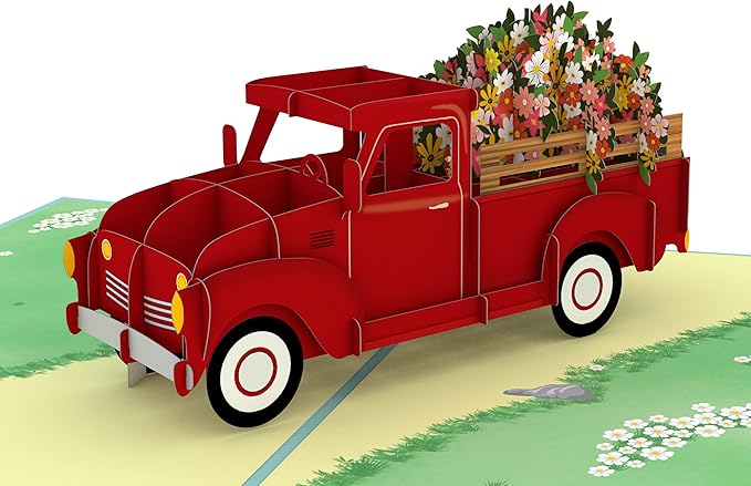 Lovepop Garden Truck Pop Up Card - 3D Floral Card, Mother's Day Card, Birthday Card, Spring Card