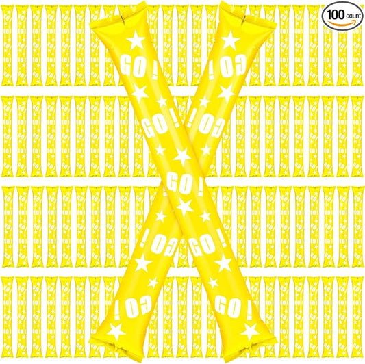 Hungdao 100 Pcs Thunder Sticks Spirit Boom Sticks Cheerleading Football Noise Makers Inflatable Noisemakers for Party Dance Basketball Sporting Event