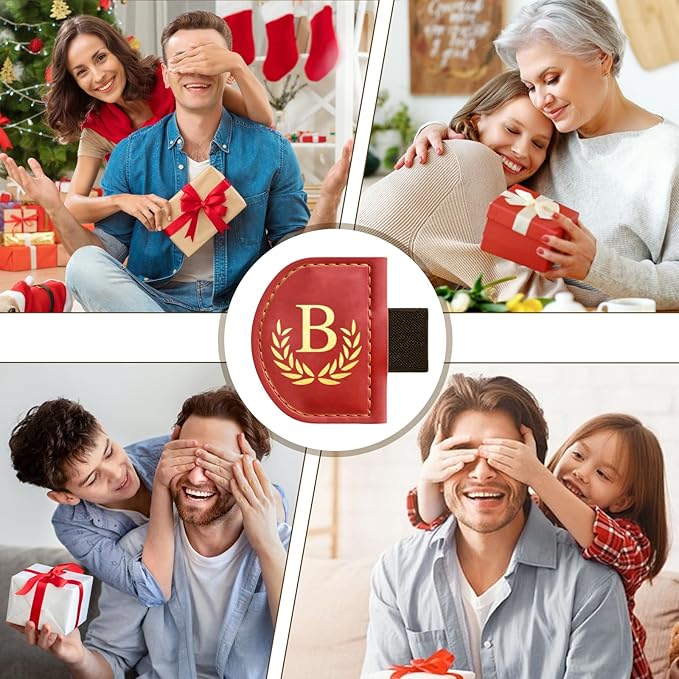 Personalized Leather Magnetic Bookmark with Pen Holder, Custom Bygone Mark Bookmark with Pen Holder, Custom Bookmarks with 26 Letters for Reading Women, Men, Teachers, Book Lovers（Pink，T）