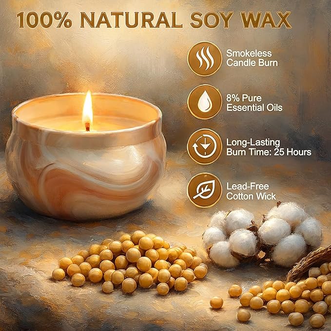 Scented Candles Gifts for Women, 8 Pack Candles for Home Scented, 8% Essential Oil Soy Candle, Stress Relief Gifts for Women, Aromatherapy Candle Set for Birthday, Thanksgiving