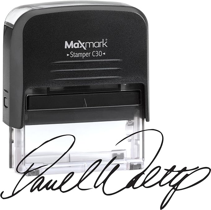 MaxMark Medium Custom Signature Stamp - Self-Inking, Black Ink, Rectangular Shape, Customize with Your Signature