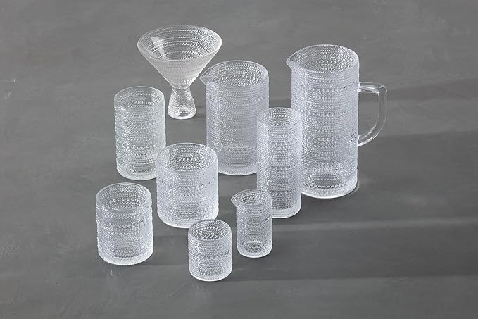 Fortessa Jupiter Hobnail Glass, 10 Ounce Double Old Fashioned (Set of 2), Clear