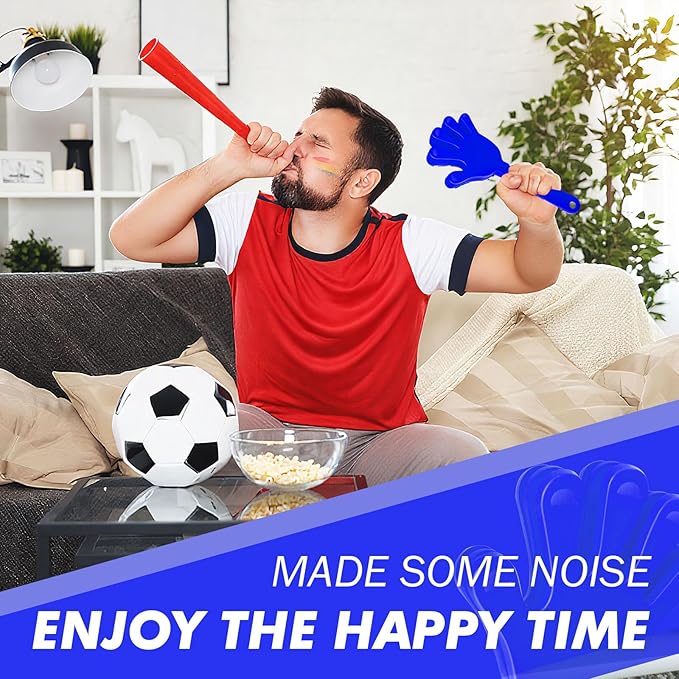 20 Pcs Hand Clappers Noisemakers 7.5 Inch Clappers Noisemakers Plastic Hand Clappers for Birthdays Game Football Sporting Events Cheers Supplies Dance Basketball Football Noisemakers(Blue and White)