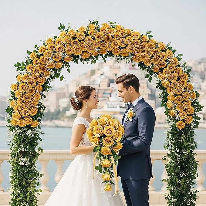 Auihiay 60PCS Gold Rose Artificial Flowers, Faux Silk Roses, Realistic Roses Bouquet for Anniversary, Baby Shower, Birthday, Graduation, Table Centerpieces, New Year's, Valentine's Day Decorations