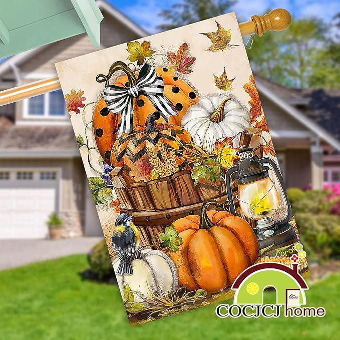 Large Garden Flag 28x40 Double Sided Vertical, Welcome fall Garden Yard House Flags Outsider House Large garden flag Pumpkin Décor