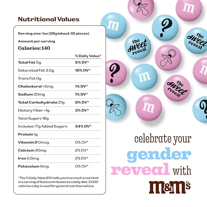 M&M'S World Gender Reveal Milk Chocolate Candy 5lb Bag with Light Blue and Pink M&M'S for Baby Showers Gender Reveal Parties and New Baby Favors