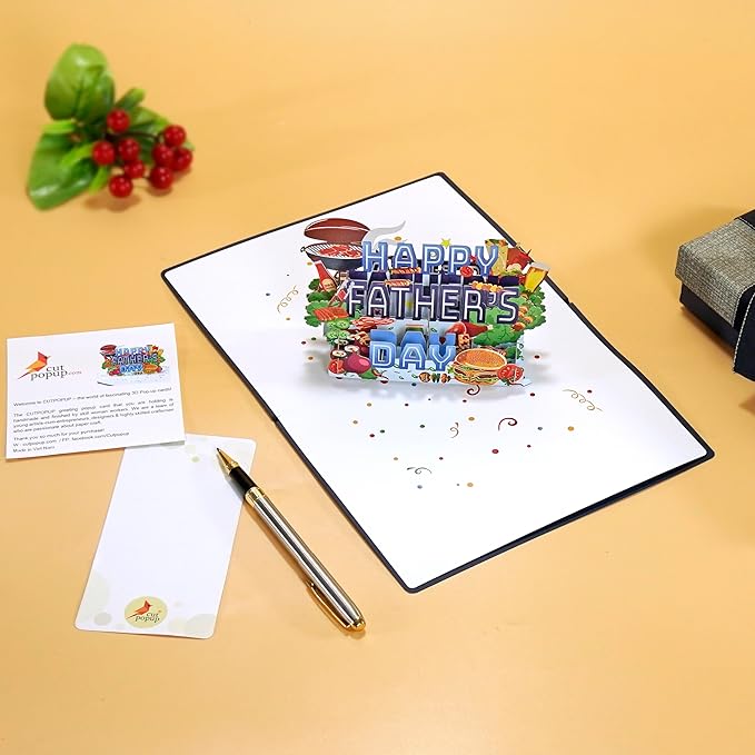 CUTPOPUP Fathers Day Card Pop Up, First Father's Day for Dad, Father in Law, Stepdad, Grandpa, Husband, Son (Happy Father's Day BBQ)