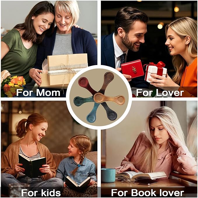 Magnetic Leather Bookmark with 26 Initial for Reading Women,Personalized Magnet Book Marks Gifts for Men,Book Lovers (Dark Brown, U)