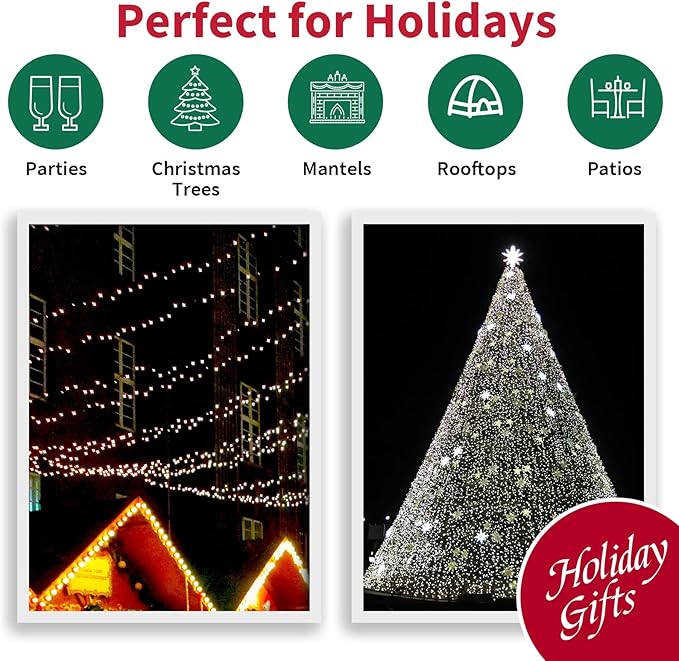LAMPHOME 100 Count Cool White -String Lights - 21.6FT LED Christmas Light, Mini led for Indoor Outdoor Home Holiday Party Wedding Independence Day Decoration