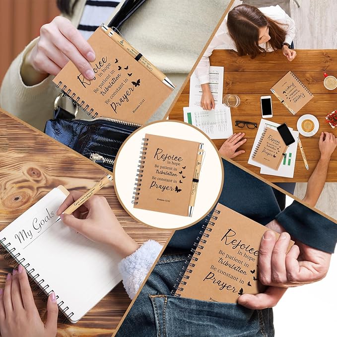 NEOACT Christian Gifts Bulk,30 Pcs/10 Set Inspirational Spiral Notebook with Bible Ballpoint Pen and Christian Bookmark,Prayer Journal Christmas Gifts for Teachers Staffs Colleagues Pastor Church Members & Families