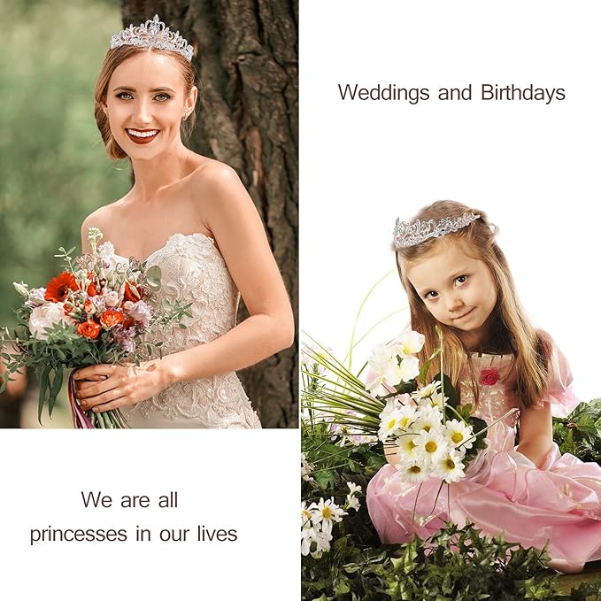 Velscrun Happy Birthday Queen AB Silver Tiara Crowns for Women, Blue Sash, Party Favors & Decorations