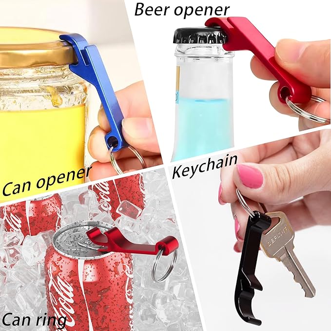 100 Pcs Personalized Bottle Opener Keychain, Engrave Your Own Logo Text Custom Aluminum Beer Bottle Opener Can Opener for Wedding Favors, Bar, Graduation, Birthday Party, Anniversaries (100 Pcs)