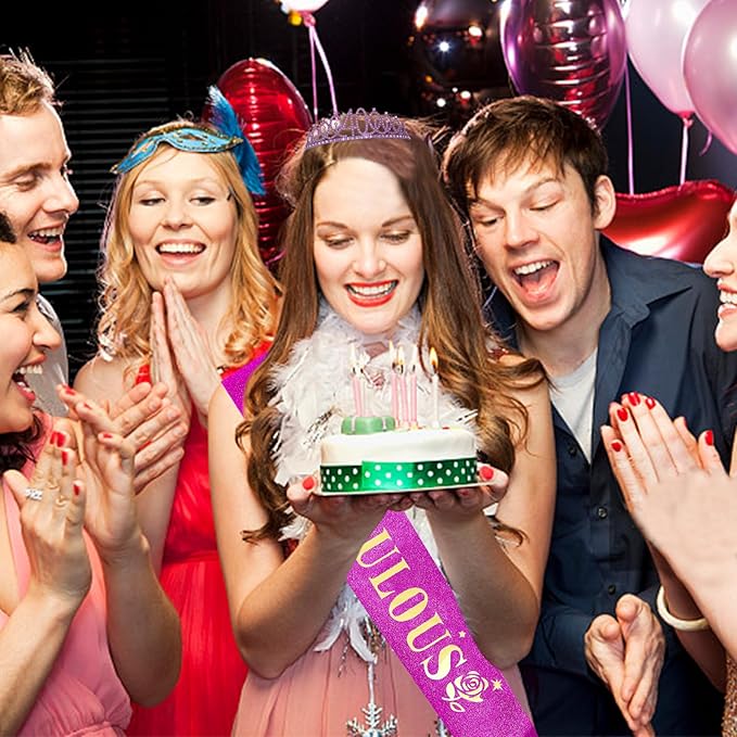 Casoty 40th Birthday Sash and Tiara, 40th Birthday Decorations for Women, 40 & Fabulous Sash and Crown Set, Party Supplies Favors for Women, Gifts for Her