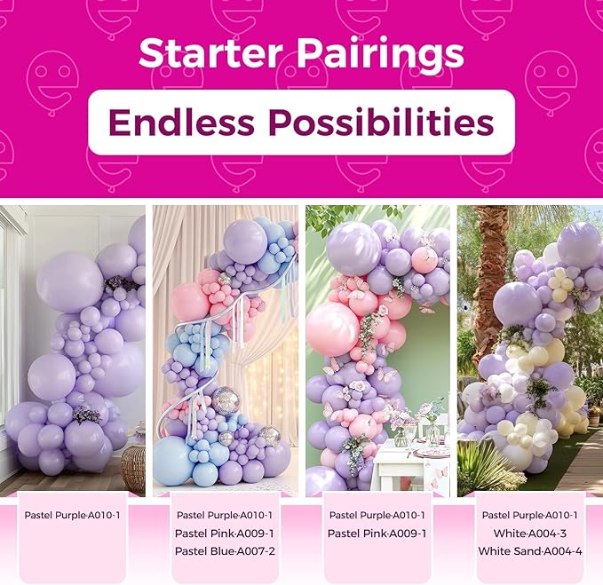 Bezente Pastel Purple Latex Party Balloons - 100 Pack 12 inch Round Helium Lavender Light Purple Lilac Balloons for Wedding Bridal Shower Birthday Party Decorations