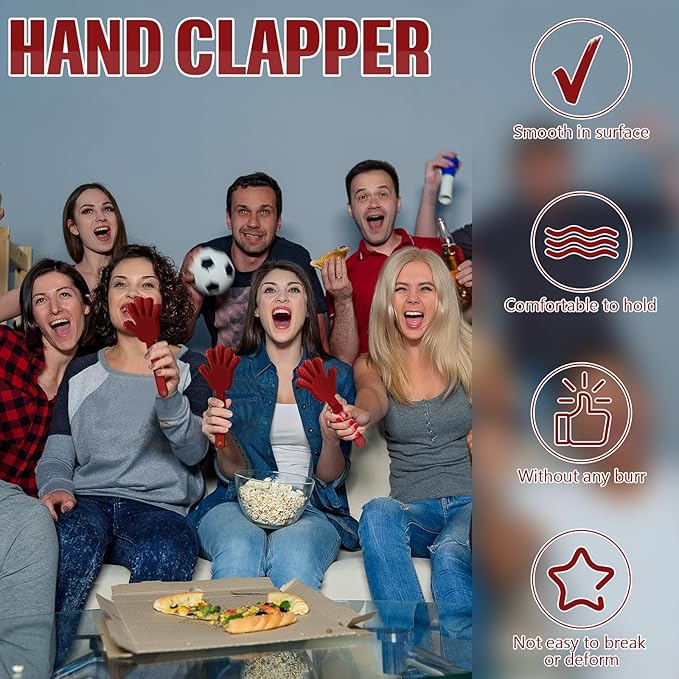 24 Pcs Maroon Hand Clappers 7.5 Inch Clappers Noisemakers Noise Makers Party Favors Plastic Clapper Sporting Events Cheers Ball Dance Basketball Football Noisemakers （Maroon）