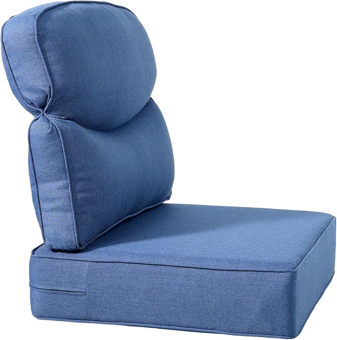 Luxury 24x24x6 Inch Smile Outdoor Cushions for Patio 5 Piece Set - Set of 5 Zippered Outside Pillows for Wicker Dining Rocking Swivel Chairs Loveseat Couch Sectional Sofa - Navy Blue