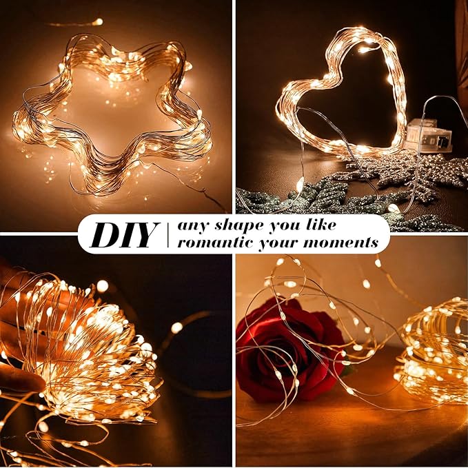 ZGWJ 100 Pack Fairy Lights Battery Operated, 7ft 20 Mini LED Fairy String Lights Silver Wire 3 Modes for DIY, Parties, Wedding, Bedroom, Halloween Christmas Decoration Orange