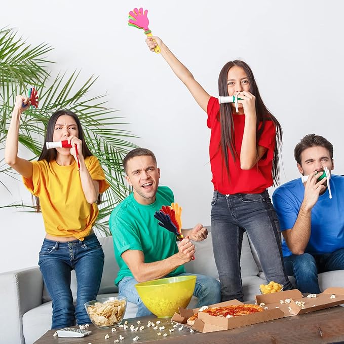 Yunsailing 224 Pcs Party Noise Makers Bulk Include Hand Clapper Noisemaker Fringed Paper Blowouts Horns for Sporting Events Kids Adults 2026 New Year Christmas Birthday Game Rewards Cheer Supplies
