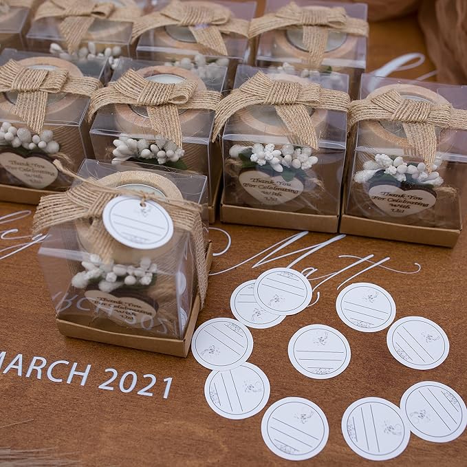 10 Piece Set of Wooden Tealight Candle Holders, Wedding Candle Favors, Baby Shower Favors, Return Favors, Bridal Shower Favors for Guests.(Light brown)