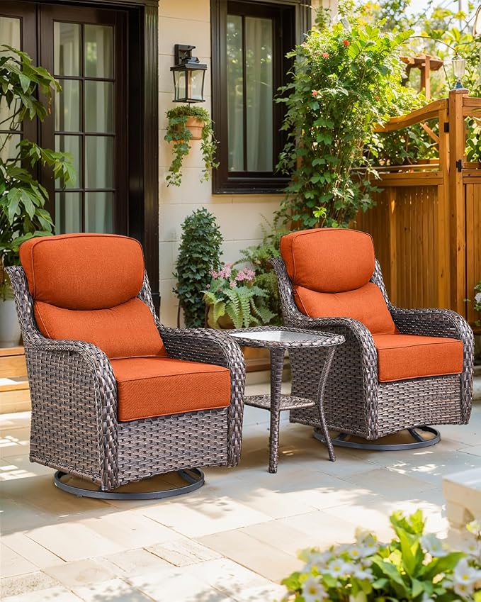 Luxury 24x24x6 Inch Smile Patio Cushions for Outdoor Furniture Set of 6 - Thick Back & Deep Seat Outside Replacement Chair Pillows for Rattan Metal Glider Loveseat Sectional Sofa - Orange