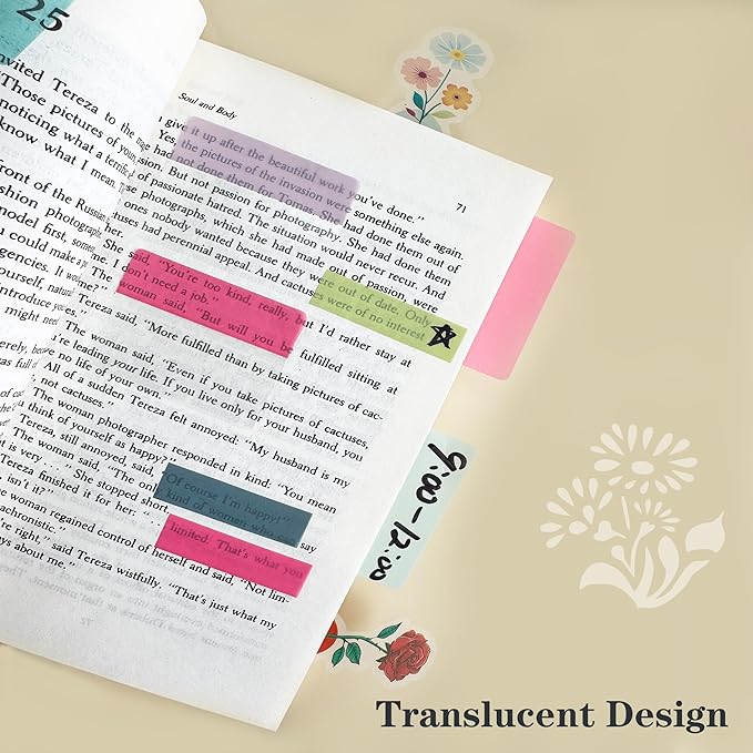ELII 500 PCS Sticky Tabs 2 Inch Index Tabs, Colored Page Markers Repositionable Tags Reading Tabs Self Adhesive Tape Flags for Books, Binders, Notebook and File Folders