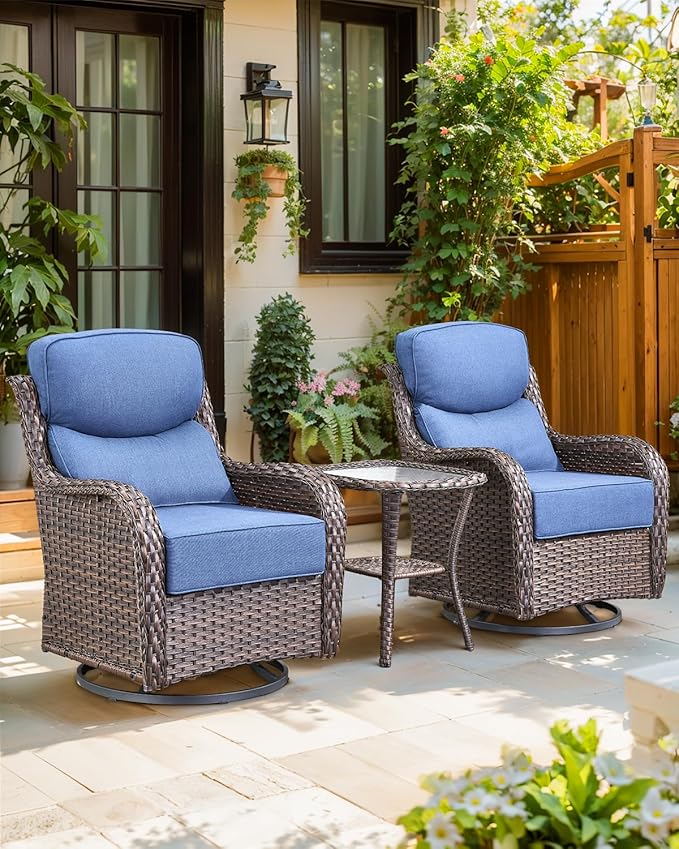 Luxury 24x24x6 Inch Smile Patio Dining Chair Cushions Set of 4 - Heavy Duty Water Slashproof Outdoor Seat Cushion for Outside Furniture Swivel Chairs Loveseat L-Shape Sofa - Navy Blue