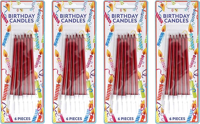 24 Count Red Metallic Birthday Candles, Cake Candles, Birthday Parties, Wedding Decorations, Party, Candles for Cake, Cake Decorations, Red Birthday Candles