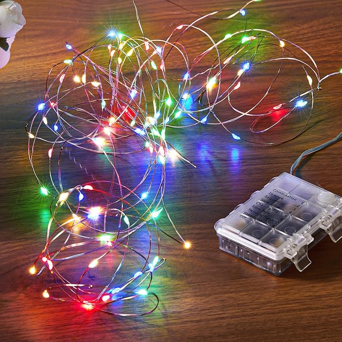Ariceleo 1 Pack 32.8 Ft. Battery Operated Outdoor String Lights with Remote & Timer, LED Multi Color Fairy Lights, Waterproof Twinkle Lights for Bedroom, Dorm, Mason Jar, Wedding, Party, Christmas