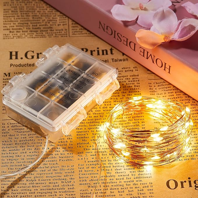 Ariceleo 1 Pack 32.8 Ft. Battery Operated Outdoor String Lights with Remote & Timer, LED Warm White Fairy Lights, Waterproof Twinkle Lights for Bedroom, Dorm, Mason Jar, Wedding, Party, Christmas