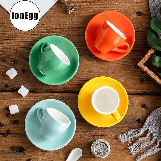 Porcelain Espresso Cup with Saucer, Espresso shot Cup, 80ml/2.7Oz, Black…