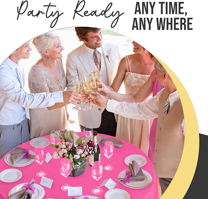 Exquisite 66% Thicker Premium Cerise Round Tablecloth 0.5 Mil 12 Pack Plastic Table Cloth Disposable 84 Inch Round Plastic Tablecloth Won't Tear Easily Like Cheap Thin Brands