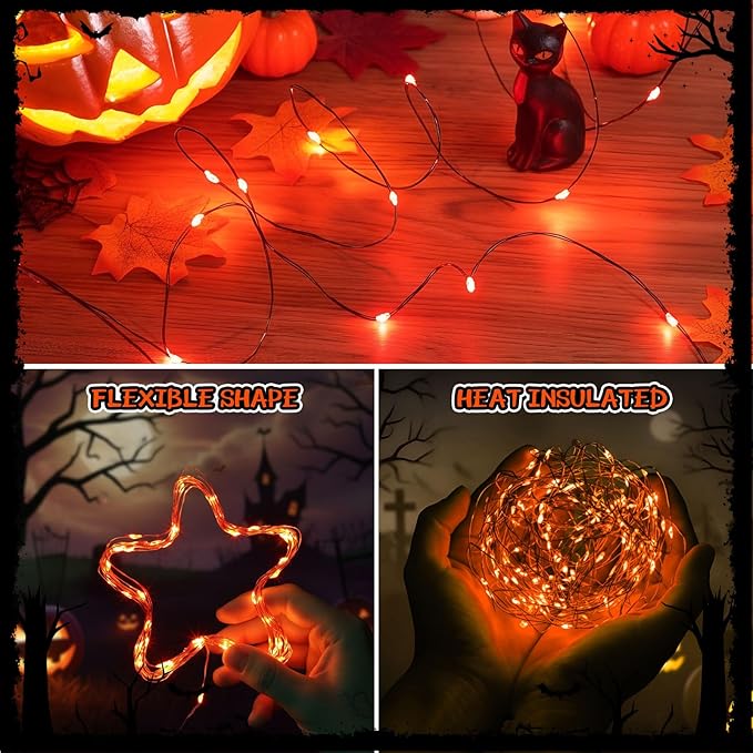 Macarrie 6 Pcs Fairy Lights USB Powered 16 ft 50 LED String Lights Plug in for Xmas Indoor Outdoor Party Wedding Home Festival Tree Garden Decoration (Orange)